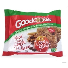 Cookies integrais de soja maçã com canela e passas sem glúten Goodsoy - Dis.10x33g